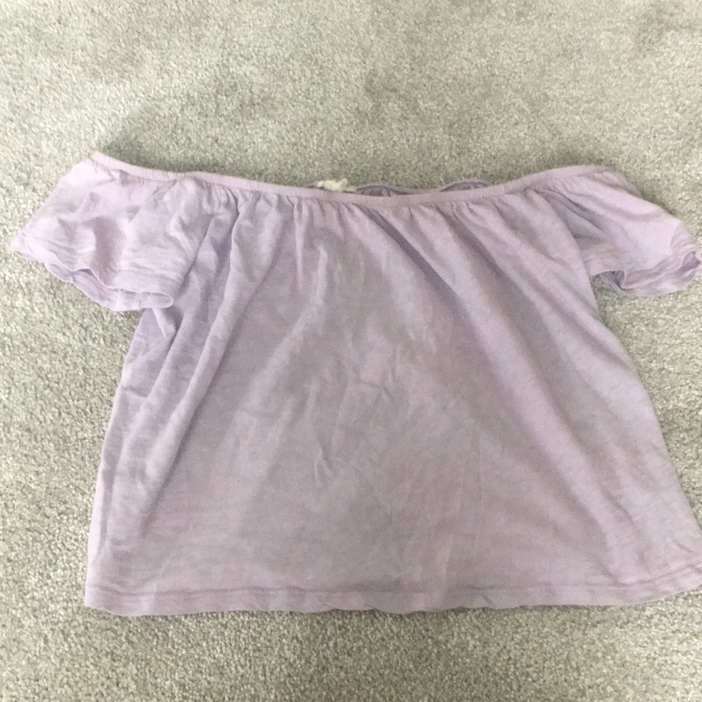 lilac shoulderless top from garage
